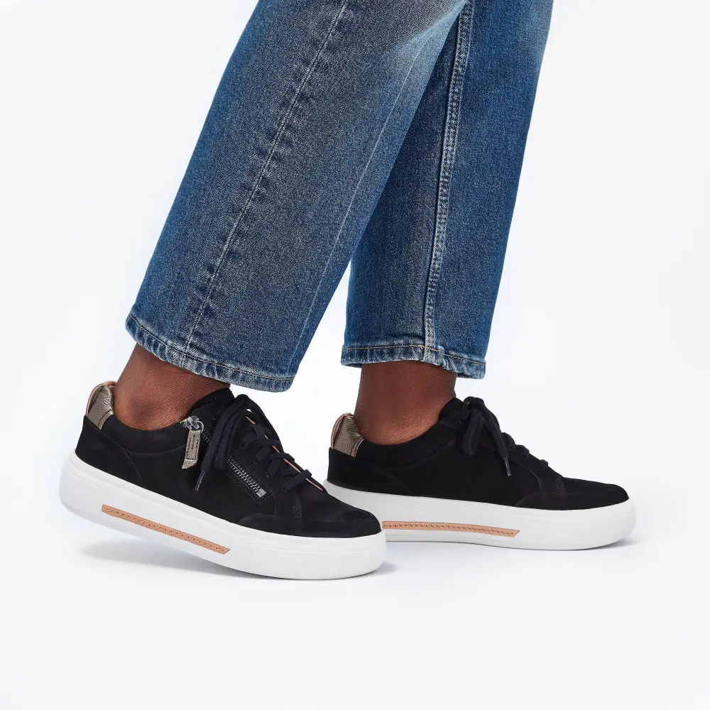 Womens Hollyhock Zip Black Nubuck Sneakers online